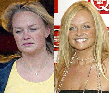 emma bunton with and without makeup and a blow dry